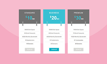 纯CSS3时尚价格表设计效果