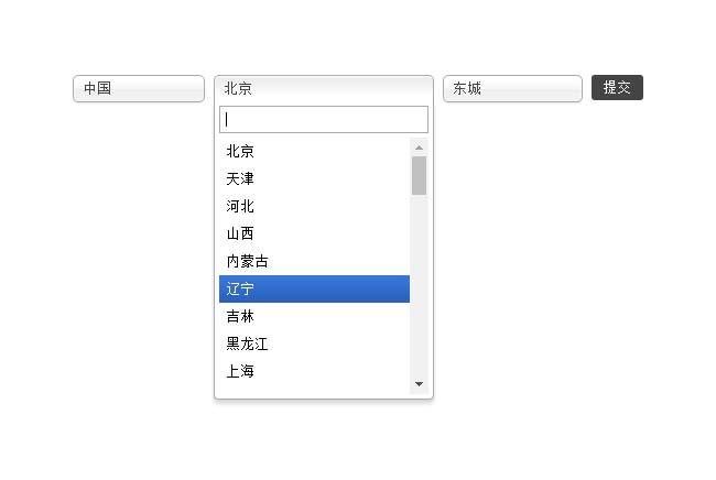 jQuery世界城市下拉三级联动