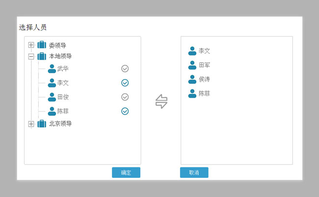 jQuery左侧人员添加到右侧联系人