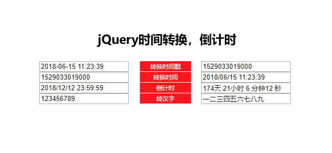 jQuery时间戳转换倒计时