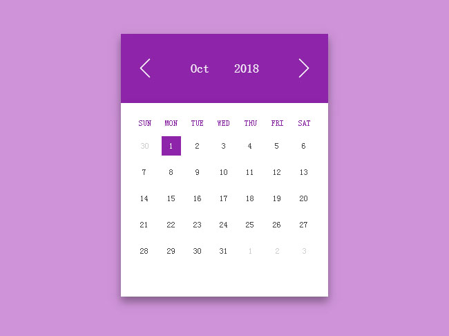 CSS3日历表背景颜色切换