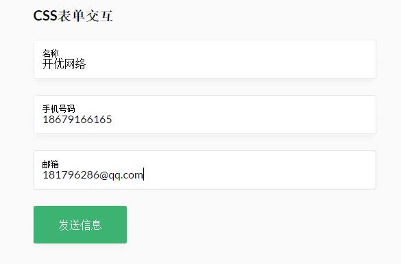 CSS3表单输入文字提示上浮