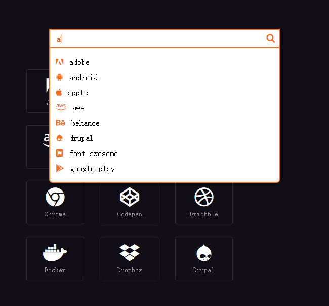 HTML5图标分类下拉搜索框