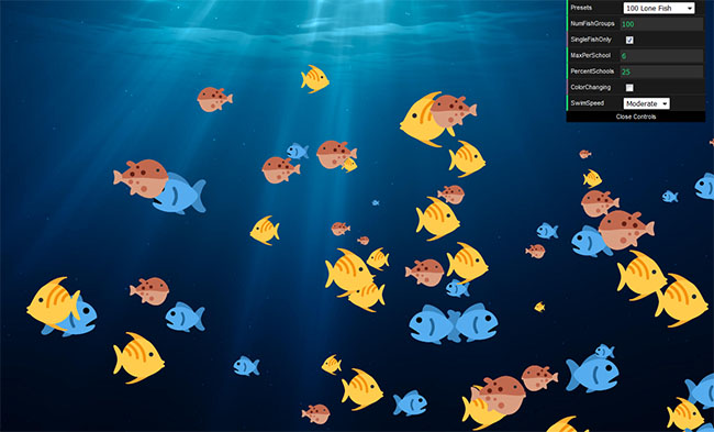 HTML5海底鱼群动画场景