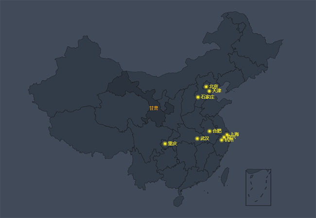 JS全国销售城市标注地图特效