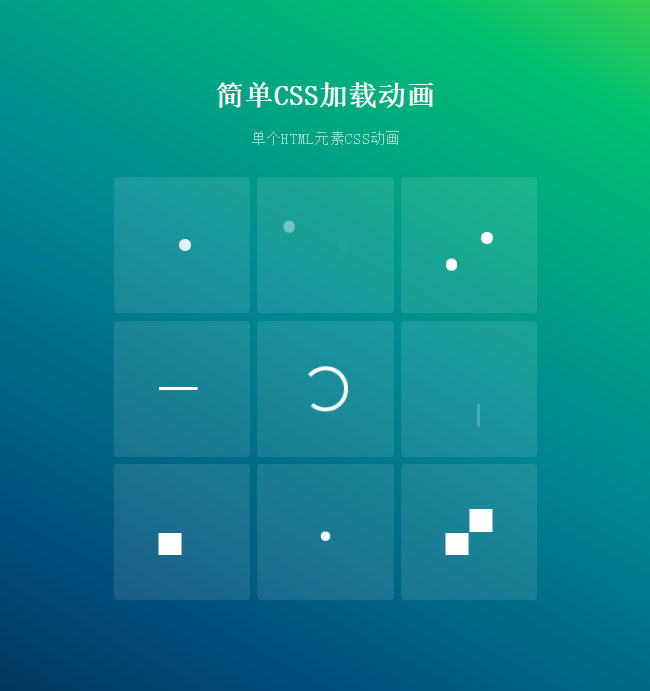 CSS3圆点线条方块图标加载特效
