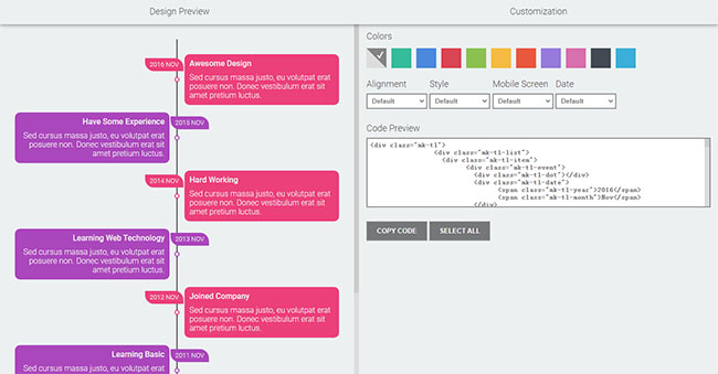 CSS3带编辑器可定制的时间轴