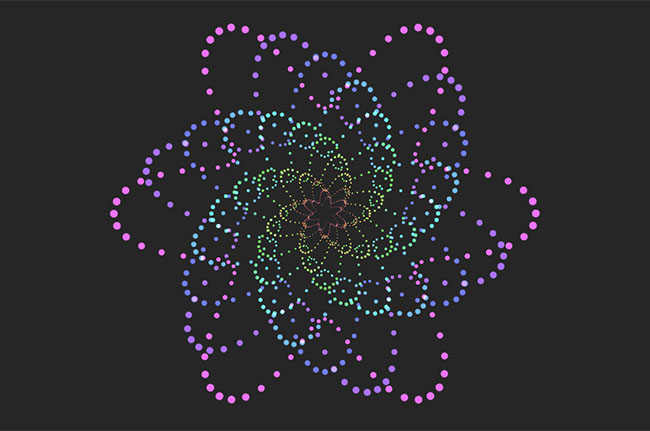 纯CSS3绘制彩虹点动画变体特效
