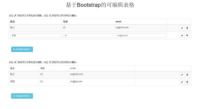 Bootstrap可编辑表格的网页特效